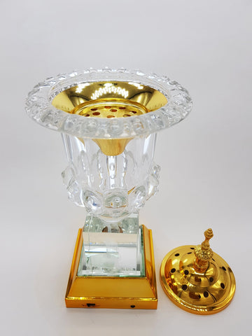Crystal Bakhoor Burner with Rechargeble LED Lights, 50g Fragrance Paste & 10 Coal Coins